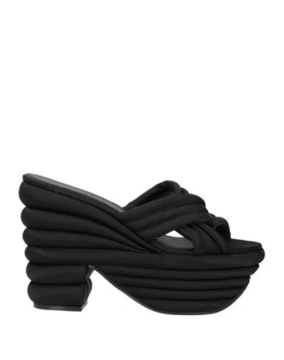 FERRAGAMO FERRAGAMO WOMAN SANDALS BLACK SIZE 7.5 TEXTILE FIBERS