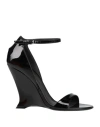 Ferragamo Unique Wedge Sandals With Sculptural Heel In Black