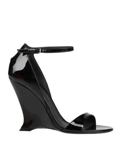 FERRAGAMO FERRAGAMO WOMAN SANDALS BLACK SIZE 7.5 CALFSKIN