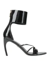 Ferragamo Strappy Glossy Stiletto Sandals With Ankle Strap In Black