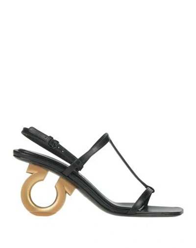 FERRAGAMO FERRAGAMO WOMAN SANDALS BLACK SIZE 7.5 LAMBSKIN