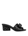 Ferragamo Vallery 55 Womens Leather Rhinestone Mule Sandals In Black
