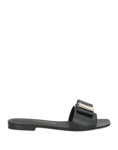 Ferragamo Woman Sandals Black Size 8 Leather