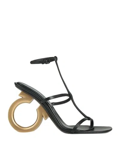 FERRAGAMO FERRAGAMO WOMAN SANDALS BLACK SIZE 6 LEATHER
