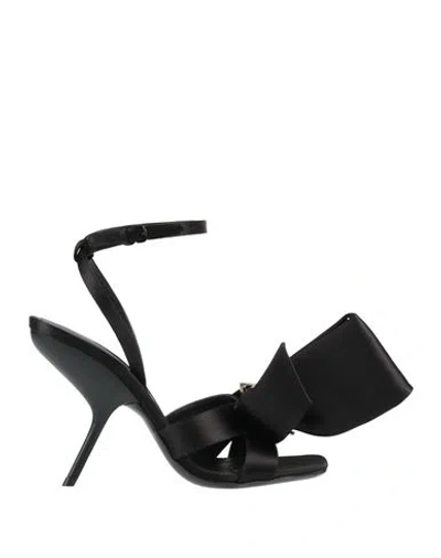 FERRAGAMO FERRAGAMO WOMAN SANDALS BLACK SIZE 6 TEXTILE FIBERS