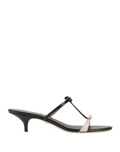 FERRAGAMO FERRAGAMO WOMAN SANDALS BLACK SIZE 9.5 LEATHER