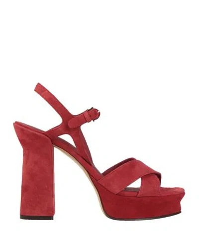 FERRAGAMO FERRAGAMO WOMAN SANDALS BRICK SIZE 8 CALFSKIN