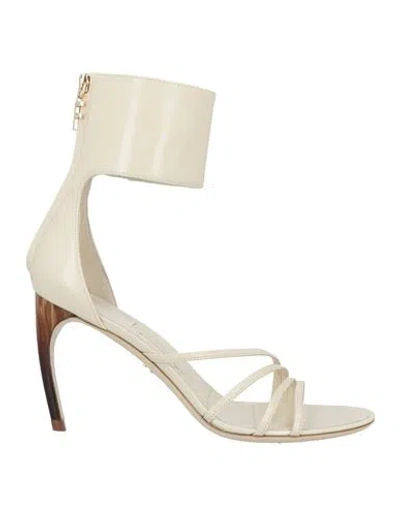 Ferragamo Woman Sandals Cream Size 8 Lambskin In White