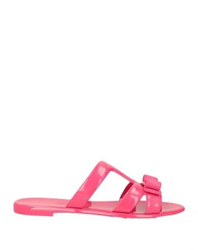 Ferragamo Woman Sandals Fuchsia Size 8 Rubber In Pink
