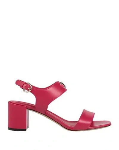 Ferragamo Woman Sandals Garnet Size 7.5 Calfskin In Red