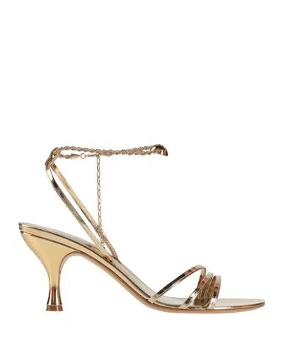 Ferragamo Woman Sandals Gold Size 6.5 Leather, Metal
