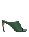 Ferragamo Nymphe 85 Curved Heel Mules In Green