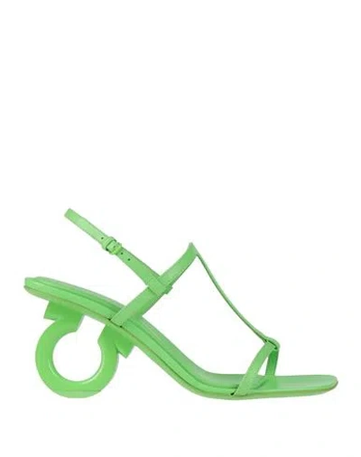 Ferragamo Woman Sandals Green Size 8 Lambskin