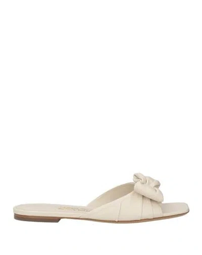 Ferragamo Woman Sandals Ivory Size 8 Leather In White