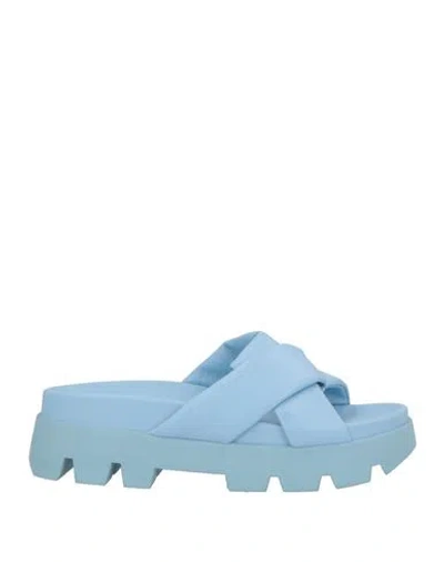 Ferragamo Woman Sandals Light Blue Size 8 Calfskin