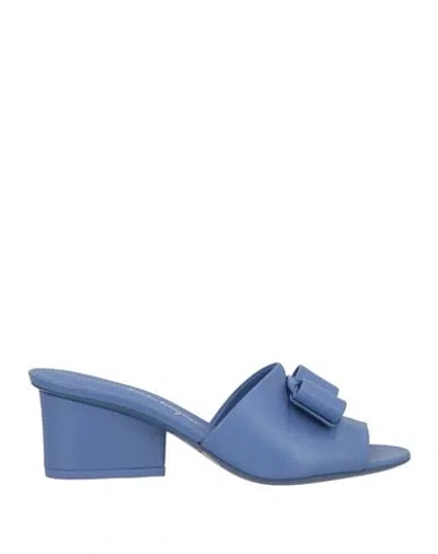 Ferragamo Woman Sandals Light Blue Size 8 Lambskin