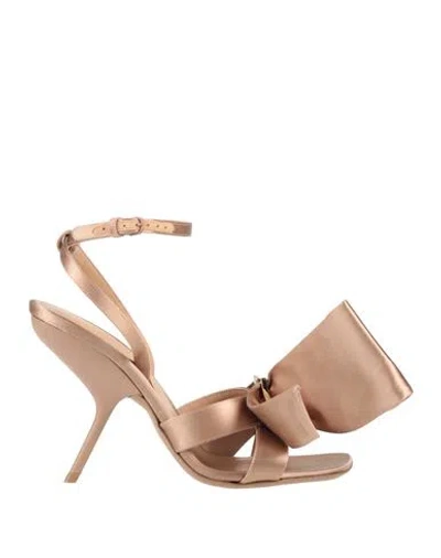 Ferragamo Woman Sandals Light Brown Size 8 Textile Fibers In Beige