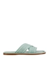 Ferragamo Laurene Logo Cotton Flat Sandals In Green