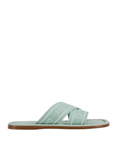 Ferragamo Laurene Logo Cotton Flat Sandals In Lucky Charme