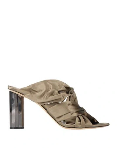 Ferragamo Woman Sandals Military Green Size 10.5 Textile Fibers