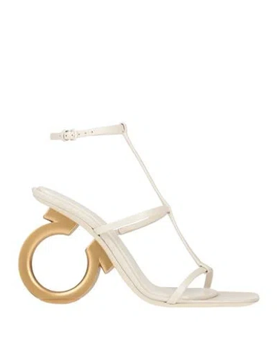Ferragamo Woman Sandals Off White Size 7.5 Leather