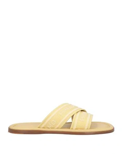Ferragamo Woman Sandals Pastel Yellow Size 8 Textile Fibers