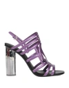 Ferragamo Mirrored Heel Strappy Sandal In Purple