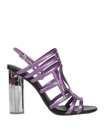 Ferragamo Woman Sandals Purple Size 8 Leather