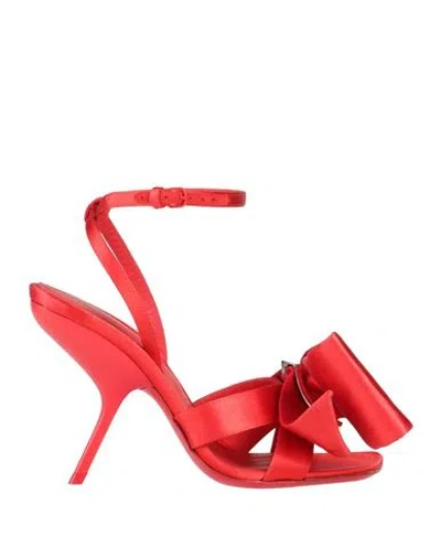 FERRAGAMO FERRAGAMO WOMAN SANDALS RED SIZE 8 TEXTILE FIBERS