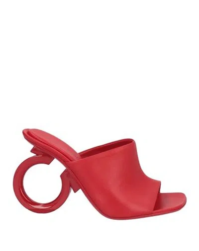 Ferragamo Ladies Red Nappa Astro 70 Elinda Slide Sandals