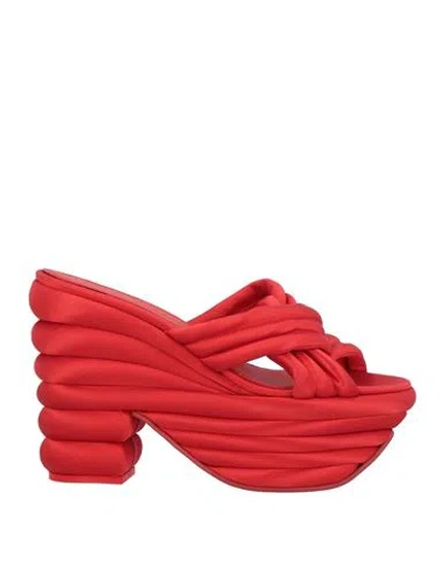 Ferragamo Woman Sandals Red Size 7.5 Textile Fibers