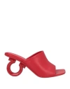 Ferragamo Nappa Leather Mules Gancini Heel In Red