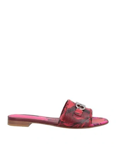 Ferragamo Woman Sandals Red Size 8 Leather