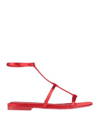 Ferragamo Woman Sandals Red Size 8 Textile Fibers