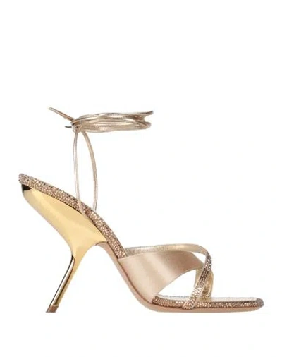 FERRAGAMO FERRAGAMO WOMAN SANDALS SAND SIZE 7 TEXTILE FIBERS