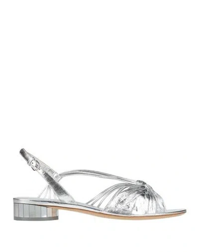 Ferragamo Woman Sandals Silver Size 7.5 Calfskin