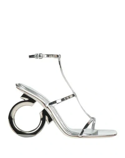 Ferragamo Woman Sandals Silver Size 8 Leather
