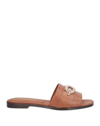 Ferragamo Woman Sandals Tan Size 7 Lambskin