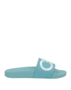 Ferragamo Woman Sandals Turquoise Size 11 Textile Fibers In Blue