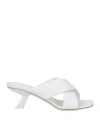 Ferragamo 55mm Crossover-strap Detail Mules In White