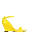 Ferragamo Vidette Patent Leather Wedge Sandals In Yellow
