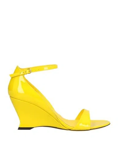 FERRAGAMO FERRAGAMO WOMAN SANDALS YELLOW SIZE 8 CALFSKIN