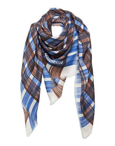 Ferragamo Woman Scarf Blue Size - Modal, Cashmere In Multi