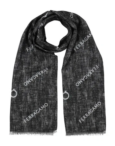 Ferragamo Woman Scarf Charcoal Size - Cotton, Silk In Gray