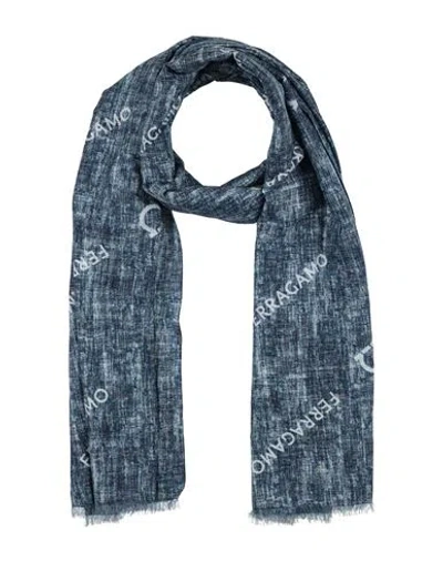 Ferragamo Woman Scarf Midnight Blue Size - Cotton, Silk