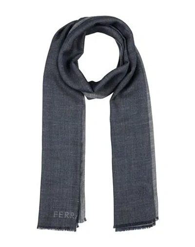 Ferragamo Woman Scarf Midnight Blue Size - Silk, Virgin Wool, Linen, Cashmere