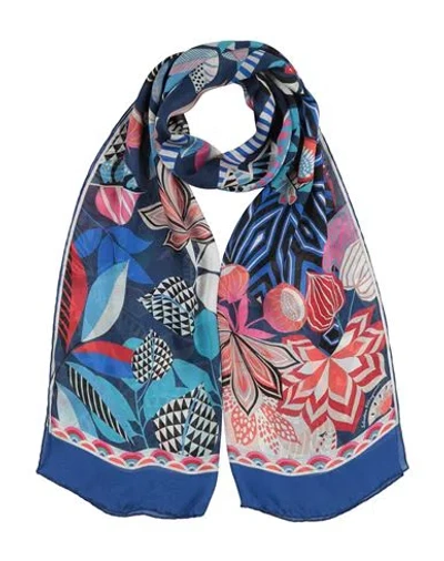 Ferragamo Woman Scarf Navy Size - Silk In Blue