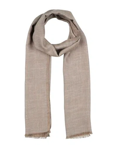 Ferragamo Woman Scarf Taupe Size - Silk, Virgin Wool, Linen, Cashmere In Brown