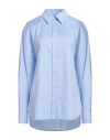 Ferragamo Woman Shirt Azure Size 6 Cotton In Blue