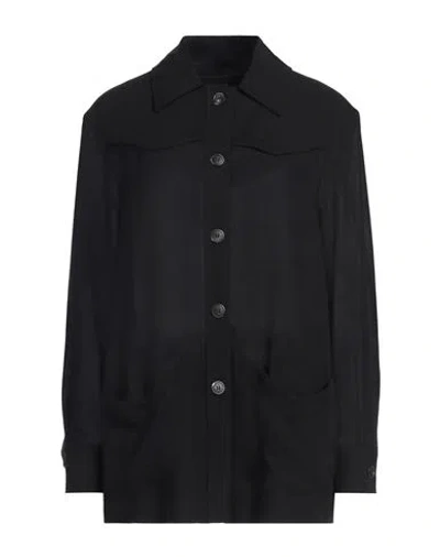 Ferragamo Woman Shirt Black Size 0 Virgin Wool, Polyamide, Cotton, Lambskin